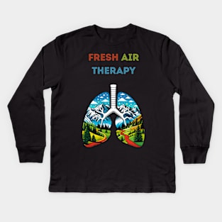 Inhale Nature Exhale Stress Fresh Air Therapy Kids Long Sleeve T-Shirt